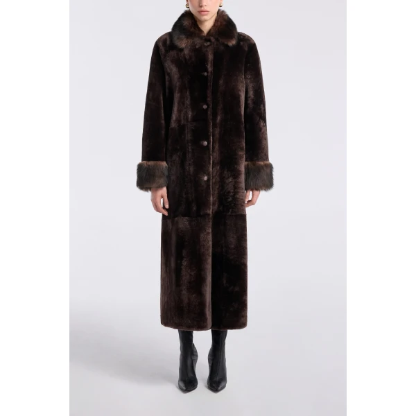 Nour Hammour Enya Rich Shearling Coat, view 2