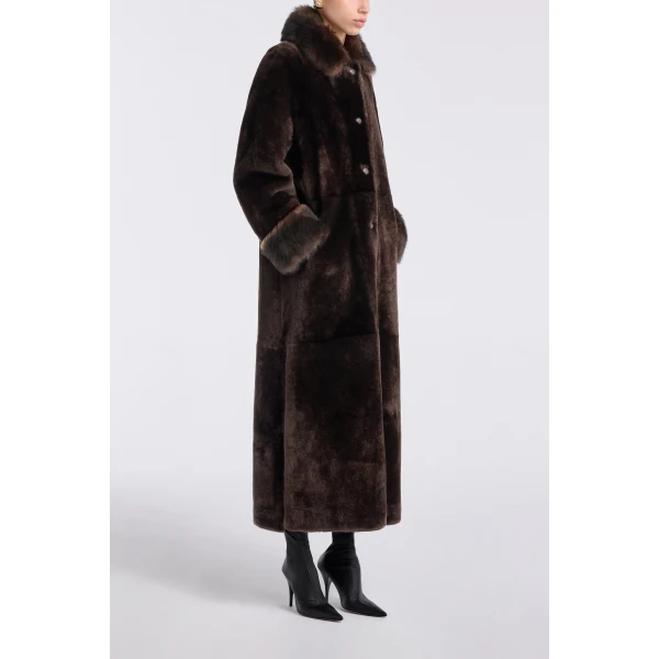 Nour Hammour Enya Rich Shearling Coat, view 3