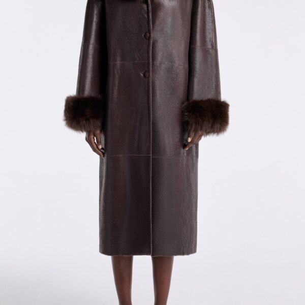 Nour Hammour Coats Color | Gancin Lavish Winter Coat luxury leather Coats from Coveti