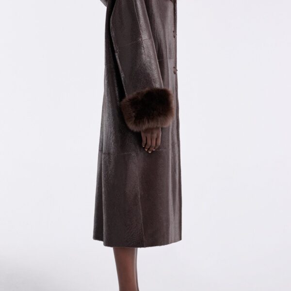 Nour Hammour Coats Color | Gancin Lavish Winter Coat luxury leather Coats from Coveti