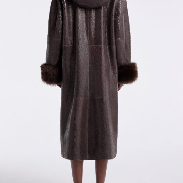 Nour Hammour Coats Color | Gancin Lavish Winter Coat luxury leather Coats from Coveti