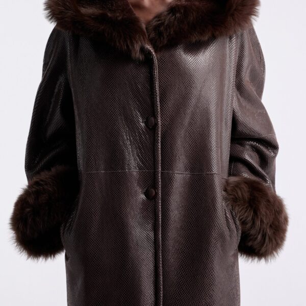 Nour Hammour Coats Color | Gancin Lavish Winter Coat luxury leather Coats from Coveti