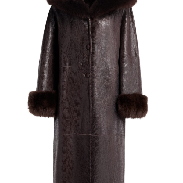 Nour Hammour Coats Color | Gancin Lavish Winter Coat luxury leather Coats from Coveti