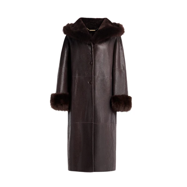 Nour Hammour Coats Color | Gancin Lavish Winter Coat luxury leather Coats from Coveti