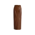 Nour Hammour Skirts Color | Ghalia Skirt Long Leather Skirt luxury leather Skirts from Coveti