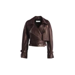 Nour Hammour Jackets Color | Hatti Croco Cropped Leather Jacket luxury leather Jackets from Coveti
