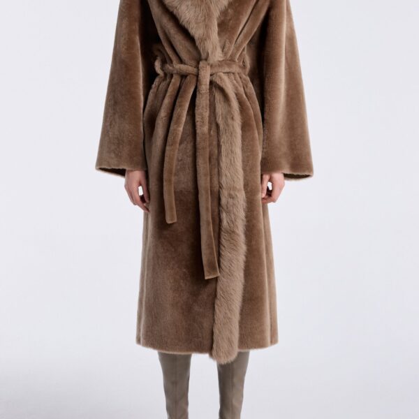 Nour Hammour Coats Color | Isadora Sumptuous Shearling Coat luxury leather Coats from Coveti