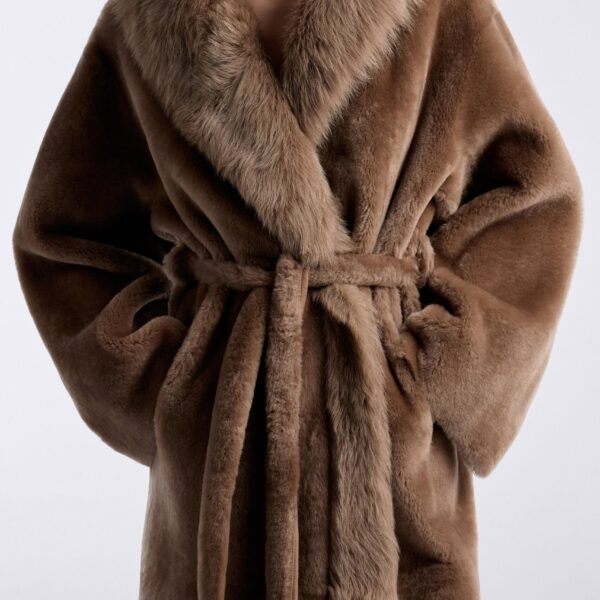 Nour Hammour Coats Color | Isadora Sumptuous Shearling Coat luxury leather Coats from Coveti