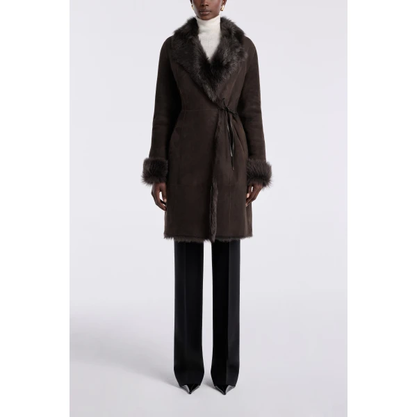 Nour Hammour Joni Midlength Feminine Shearling Coat, view 2