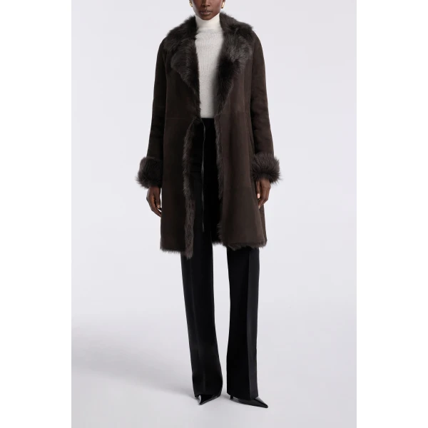 Nour Hammour Joni Midlength Feminine Shearling Coat, view 3