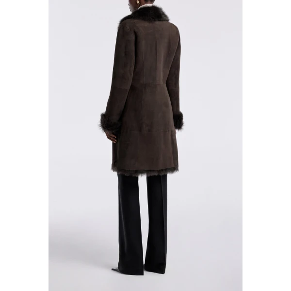Nour Hammour Joni Midlength Feminine Shearling Coat, view 4