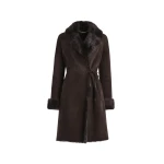 Nour Hammour Coats Color | Joni Midlength Feminine Shearling Coat luxury leather Coats from Coveti