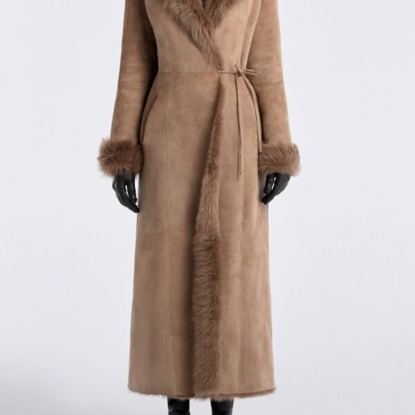 Nour Hammour Coats Color | Joni Off-duty Shearling Essential Coat luxury leather Coats from Coveti