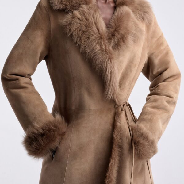 Nour Hammour Coats Color | Joni Off-duty Shearling Essential Coat luxury leather Coats from Coveti