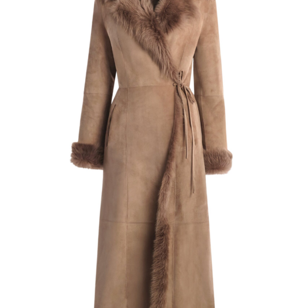 Nour Hammour Coats Color | Joni Off-duty Shearling Essential Coat luxury leather Coats from Coveti