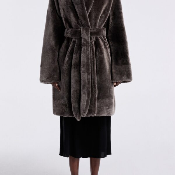 Nour Hammour Coats Color | Juno Luxurious Robe Coat luxury leather Coats from Coveti