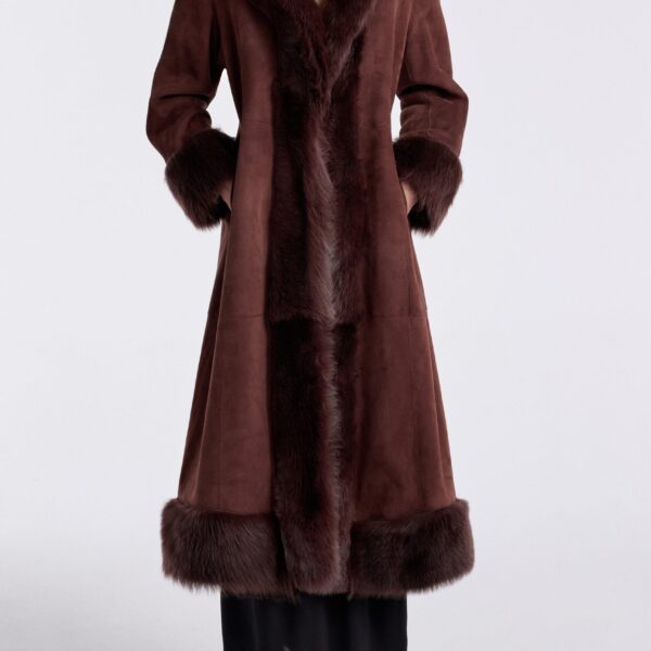 Nour Hammour Coats Color | Kaia Sweeping Toscana Coat luxury leather Coats from Coveti