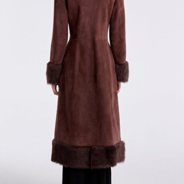 Nour Hammour Coats Color | Kaia Sweeping Toscana Coat luxury leather Coats from Coveti