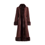 Nour Hammour Coats Color | Kaia Sweeping Toscana Coat luxury leather Coats from Coveti