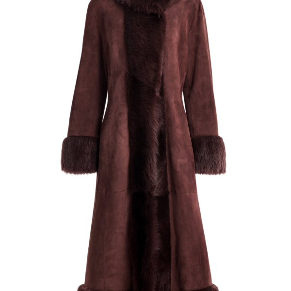 Nour Hammour Coats Color | Kaia Sweeping Toscana Coat luxury leather Coats from Coveti