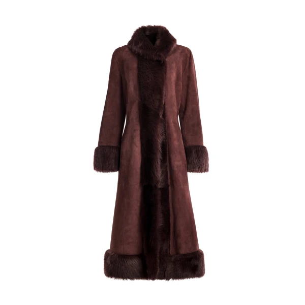 Nour Hammour Coats Color | Kaia Sweeping Toscana Coat luxury leather Coats from Coveti