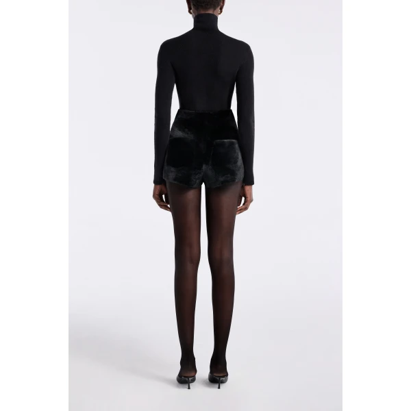 Nour Hammour Leontine Shearling Cozy Shearling Shorts, view 3