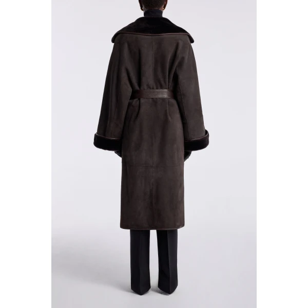 Nour Hammour Lourdes Drapey Shearling Coat, view 4