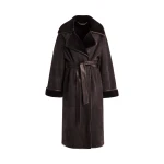 Nour Hammour Coats Color | Lourdes Drapey Shearling Coat luxury leather Coats from Coveti
