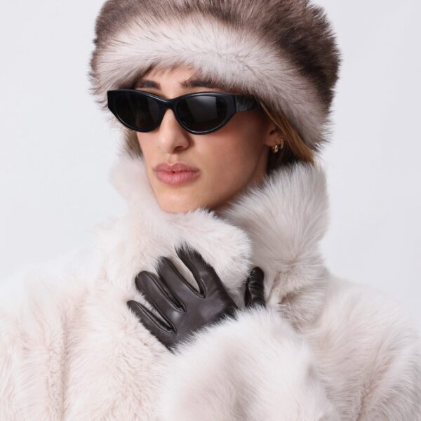Nour Hammour Hats Color | Louve Toscana Shearling Hat luxury leather Hats from Coveti
