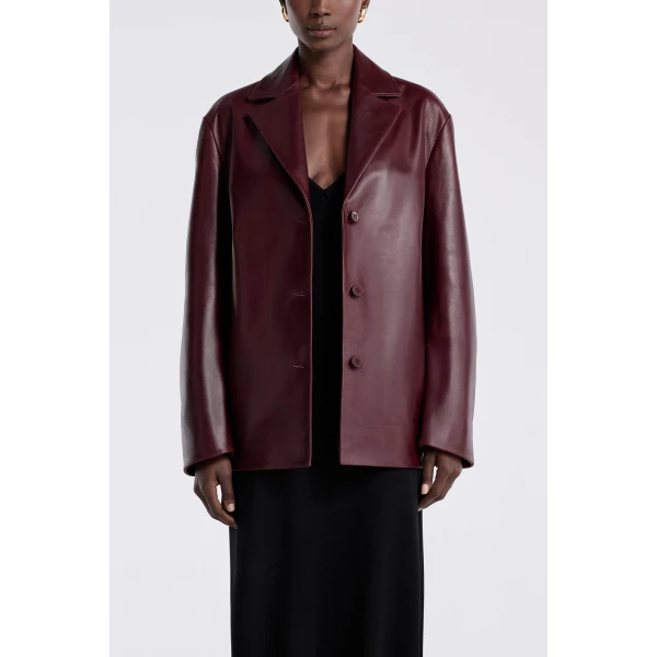 Nour Hammour Opus Relaxed Leather Blazer, view 2