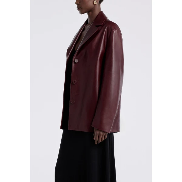 Nour Hammour Opus Relaxed Leather Blazer, view 3