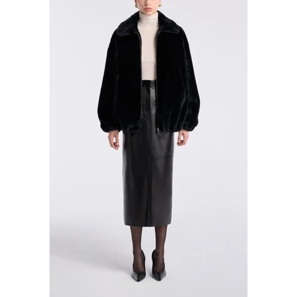 Nour Hammour Plush Bomber Cozy Bomber Jacket, view 5