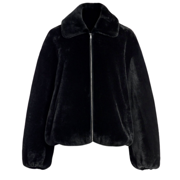 Nour Hammour Jackets Color | Plush Bomber Cozy Bomber Jacket luxury leather Jackets from Coveti