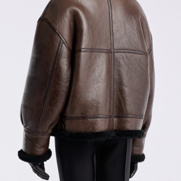 Nour Hammour Jackets Color | Portia Modern Shearling Aviator Jacket luxury leather Jackets from Coveti