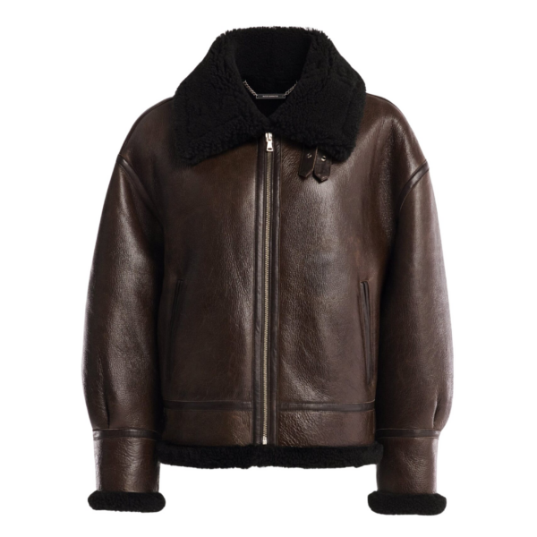 Nour Hammour Jackets Color | Portia Modern Shearling Aviator Jacket luxury leather Jackets from Coveti