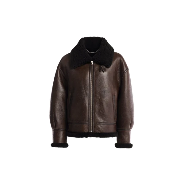 Nour Hammour Jackets Color | Portia Modern Shearling Aviator Jacket luxury leather Jackets from Coveti