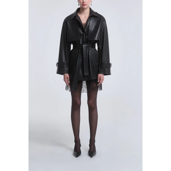 Nour Hammour Priya Sculpted Leather Jacket, view 2