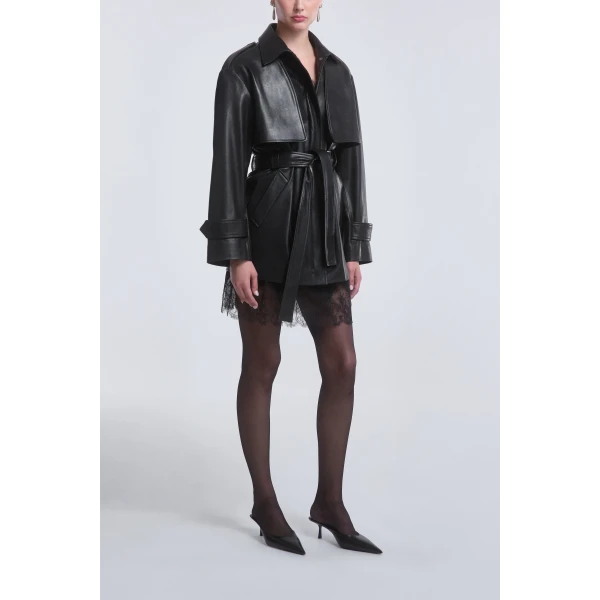 Nour Hammour Priya Sculpted Leather Jacket, view 3
