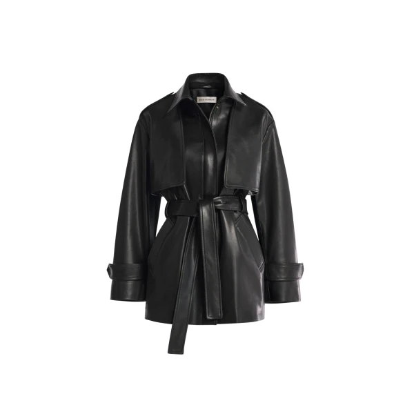 Nour Hammour Jackets Color | Priya Sculpted Leather Jacket luxury leather Jackets from Coveti