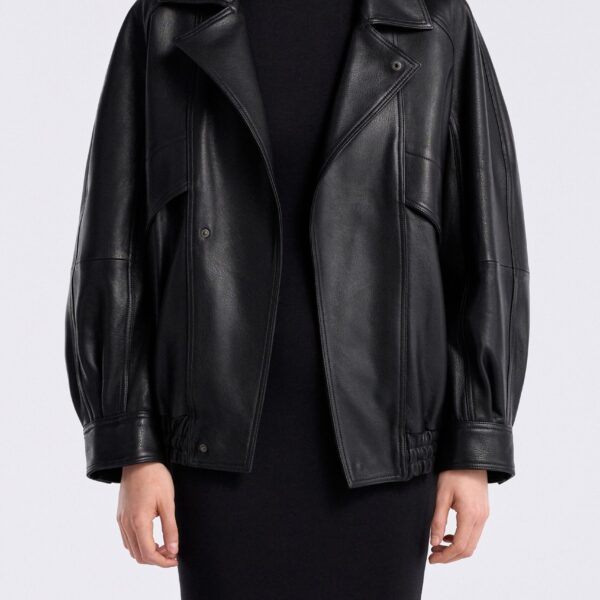 Nour Hammour Jackets Color | Rafe Scuptural Leather Bomber Jacket luxury leather Jackets from Coveti