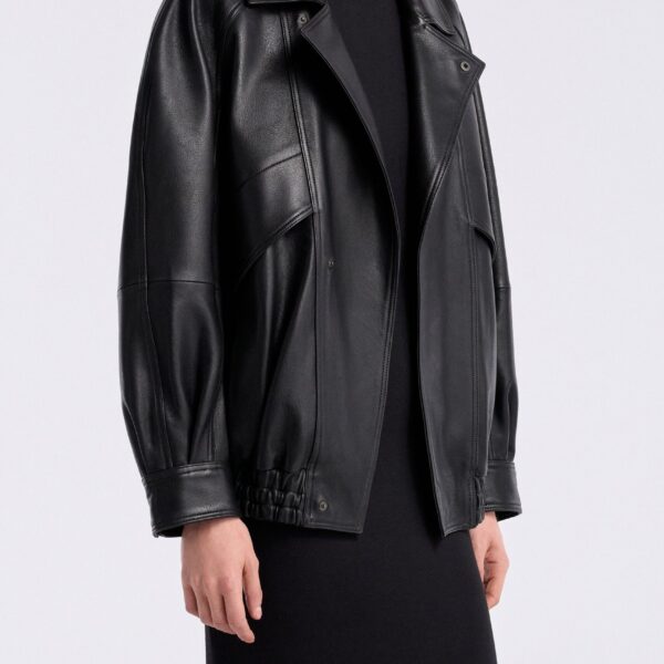 Nour Hammour Jackets Color | Rafe Scuptural Leather Bomber Jacket luxury leather Jackets from Coveti