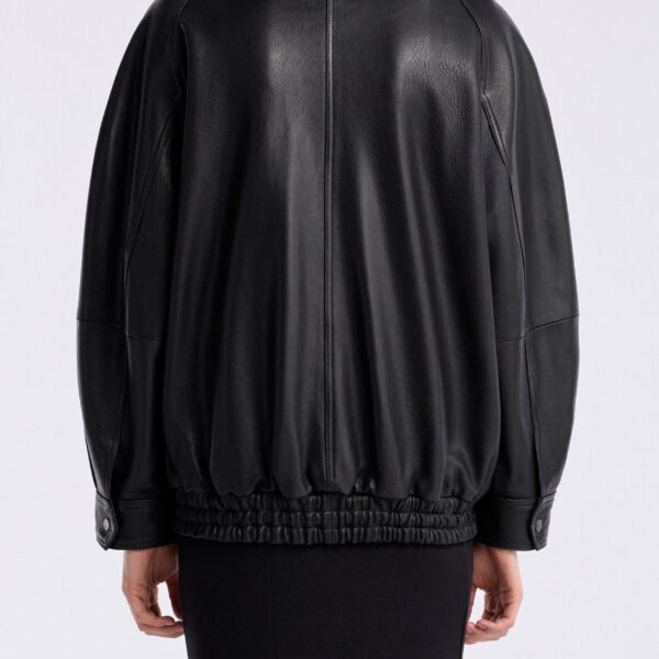 Nour Hammour Jackets Color | Rafe Scuptural Leather Bomber Jacket luxury leather Jackets from Coveti
