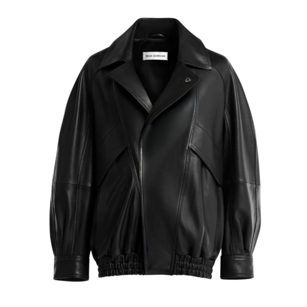 Nour Hammour Jackets Color | Rafe Scuptural Leather Bomber Jacket luxury leather Jackets from Coveti