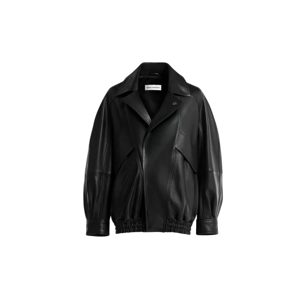 Nour Hammour Jackets Color | Rafe Scuptural Leather Bomber Jacket luxury leather Jackets from Coveti