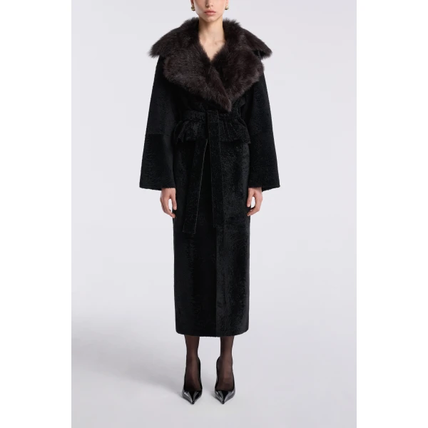 Nour Hammour Renata Velvety Shearling Jacket, view 2