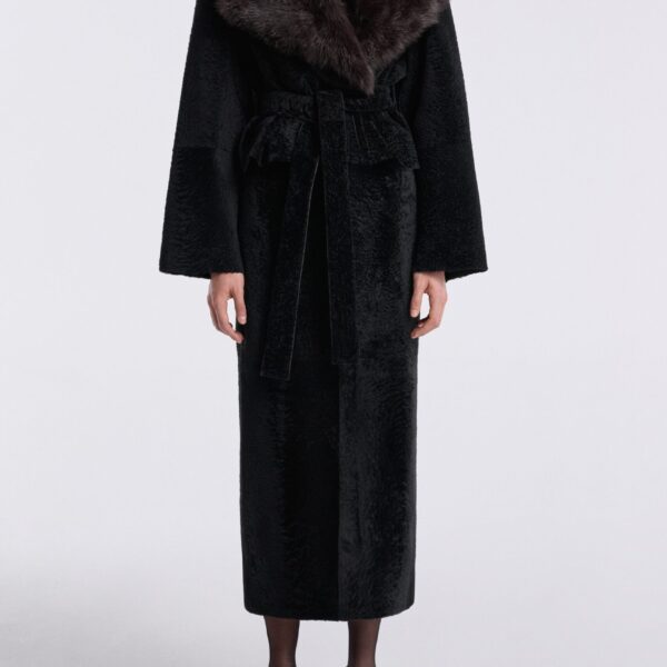 Nour Hammour Jackets Color | Renata Velvety Shearling Jacket luxury leather Jackets from Coveti