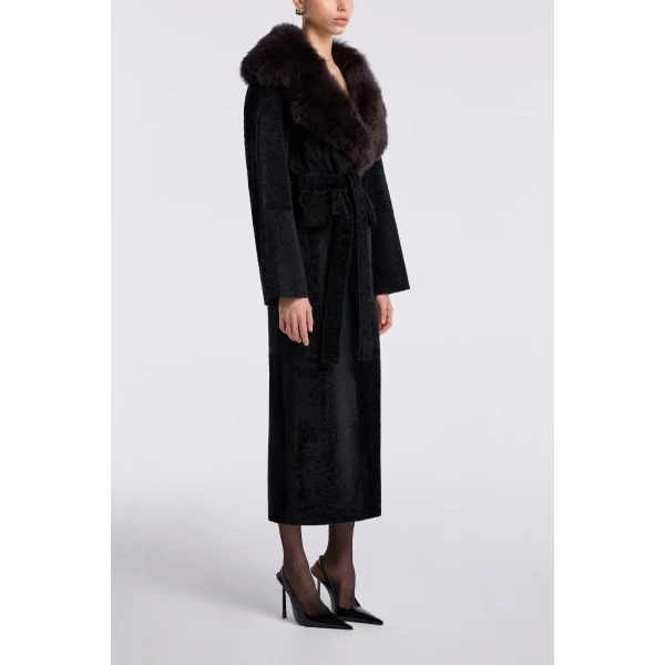 Nour Hammour Renata Velvety Shearling Jacket, view 3