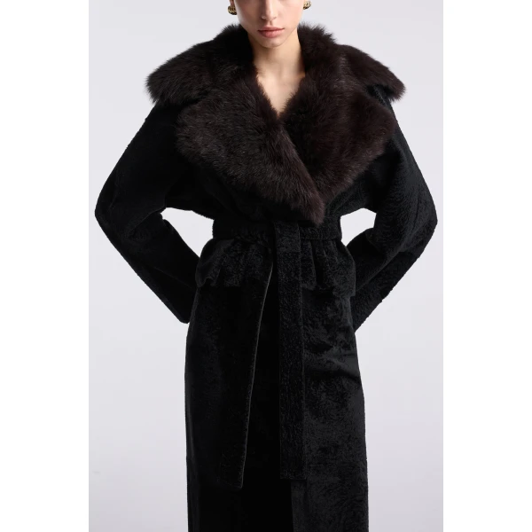 Nour Hammour Renata Velvety Shearling Jacket, view 5