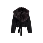 Nour Hammour Jackets Color | Renata Velvety Shearling Jacket luxury leather Jackets from Coveti