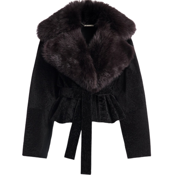 Nour Hammour Jackets Color | Renata Velvety Shearling Jacket luxury leather Jackets from Coveti